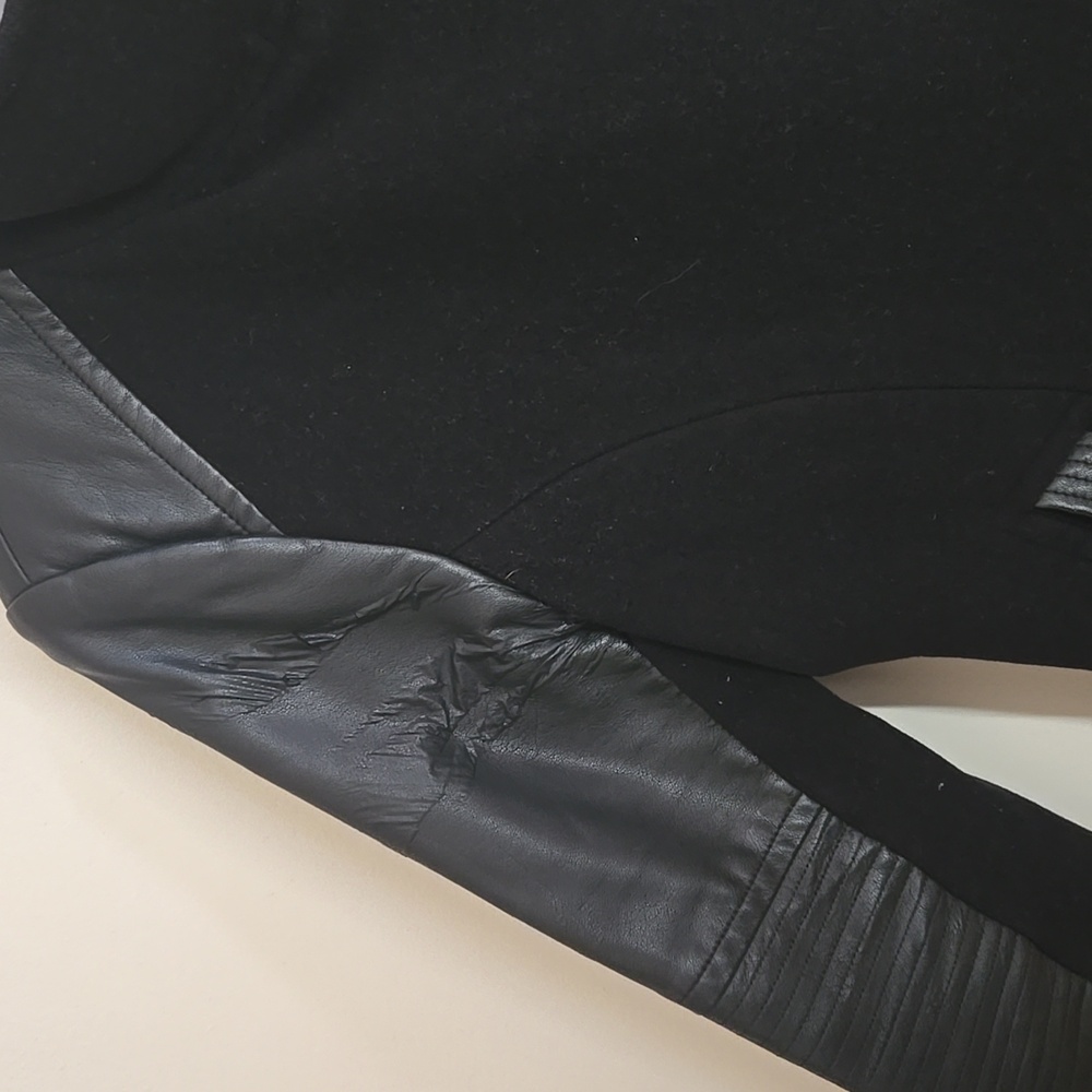 Marc New York Andrew Marc Faux Leather Sleeve Pea Coat - Picture 5 of 16